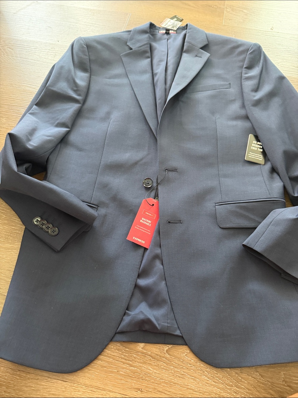 Express Men's Navy Blue Two-Button Suit Jacket